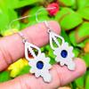 Natural Lapis Lazuli Gemstone 925 Sterling Silver Gift Earring 2.09" Z8c74