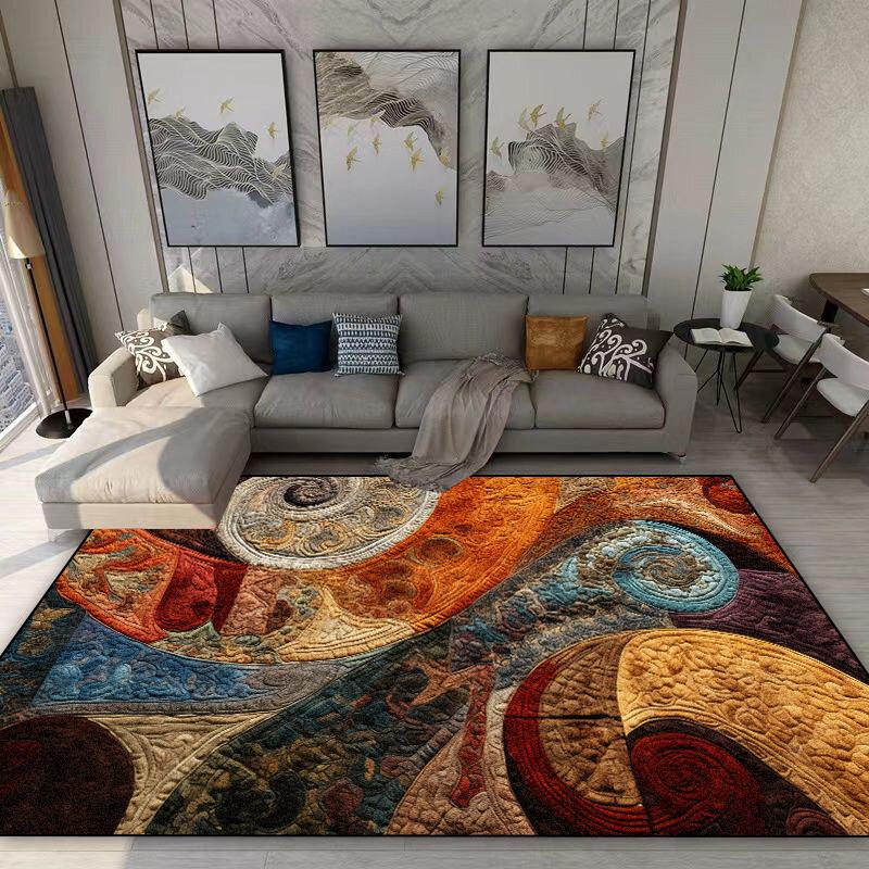 American Style Retro Carpet Living Room Bohemian Decoration Non-slip Washable Rug 140x200 Bedroom Sofa Bedside Flannel Floor Mat