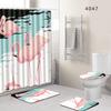 Flamingo Bathroom Shower Curtain Floor Mat Toilet Cover Foot Mat Four-Piece Pattern Size