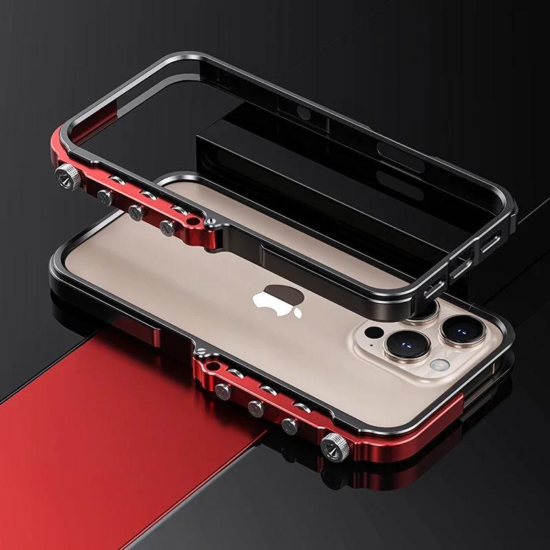 Luxury Mechanical Metal Bumper Armor Phone Case For iPhone 16 15 Pro Max 16Pro 15Pro Aluminum Alloy Removable Shockproof Cover