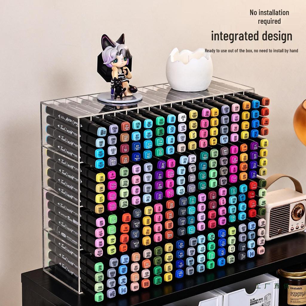 Acrylic Marker & Pen Holder: Desktop Display Rack for Art Supplies and Stationery