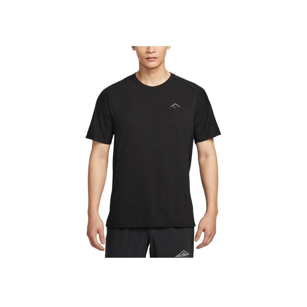 Nike Dri-FIT Trail Solar Chase ADV Logo Running Comfortable Versatile Short Sleeve Breathable T-Shirt Men Tops Black Summit-White HJ3581-010