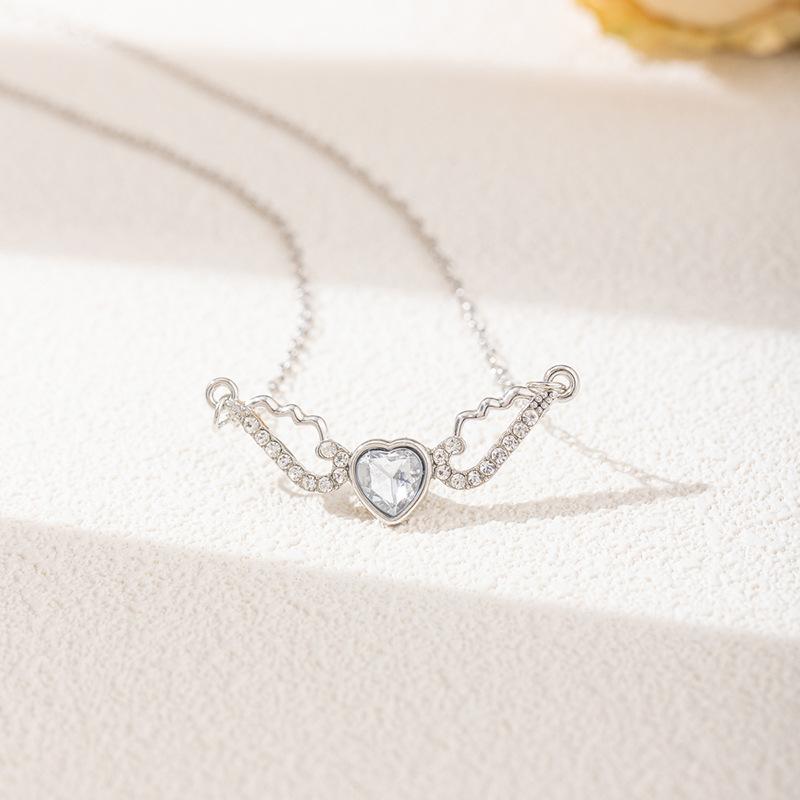 Кулон крылья новая бижутерия женская мода ожерелье любовь с бриллиантами сплав свитерная цепочка