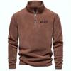 Men's Fleece Warm V-neck Zipper Sweatshirt  Outdoor Sports Coats Pullover Men's Casual Outwear