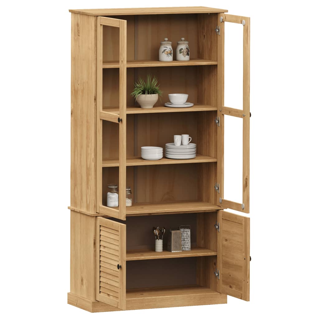 Vidaxl Witryna Vigo, 85X35X170 Cm, Lite Drewno Sosnowe