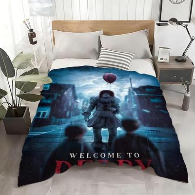 Movie It Welcome To Derry Throw Flannel Throw Blanket: Soft Kid-Friendly Warm Anti-Static All Season Washable Couch Bed Home