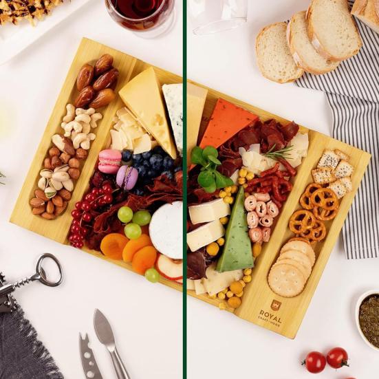 Разделочная доска с бамбуковыми канавками, дизайн доски для мясных закусок, доска для сыра, сервировочный поднос для дома