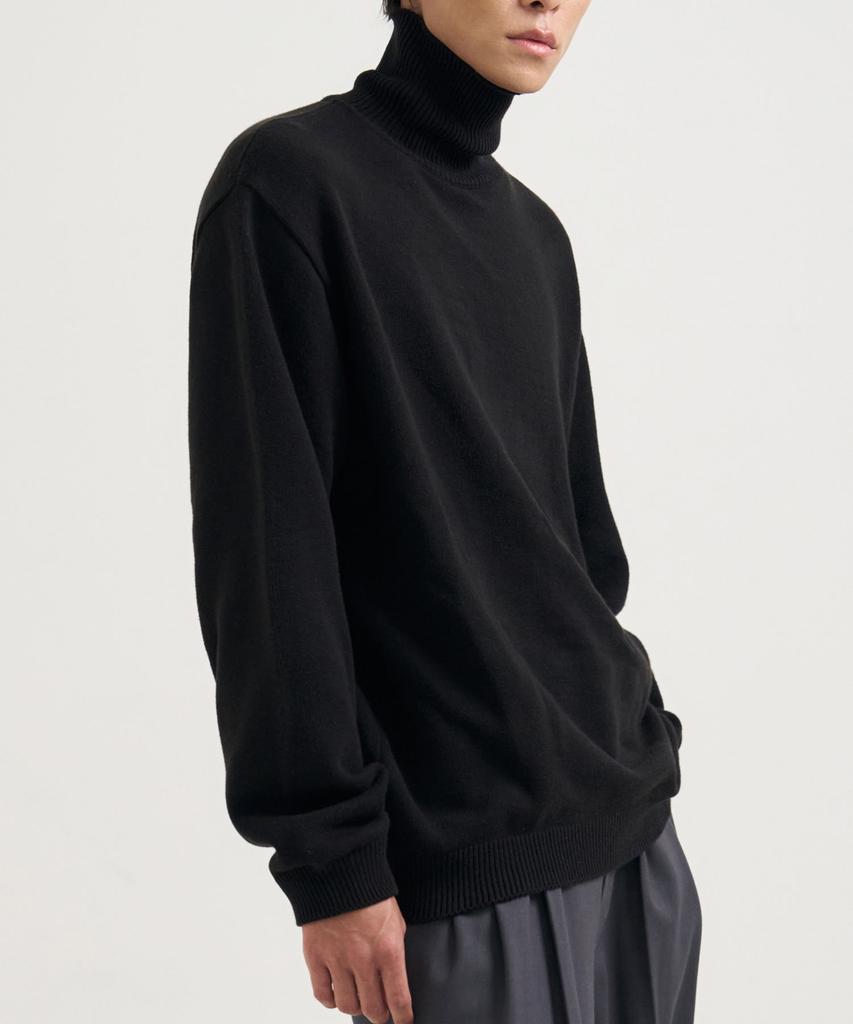 DRAW FIT Turtleneck Pullover Knit T-Shirt [Black]