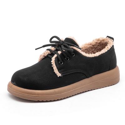 Зимняя обувь 2025 Женские плоские хлопковые туфли Нескользящий бренд Женские теплые плюшевые туфли Мягкие повседневные Большой размер 41