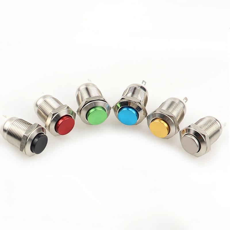 1pc 12 MM Self-locking Metal Push Button Switch Reset Start Stop Round High  Normally Open/Normally Closed Head