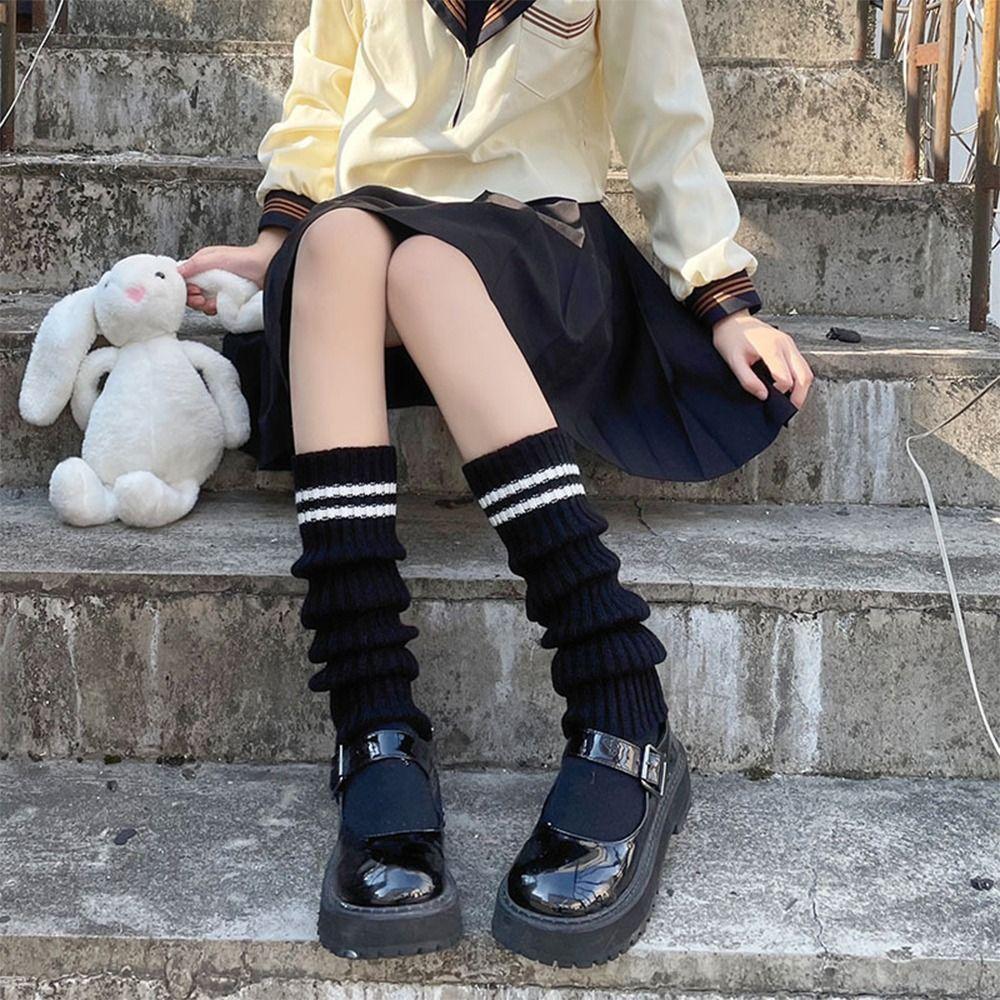 Черные гетры готическая лолита вязаные длинные носки стильные аксессуары для женщин