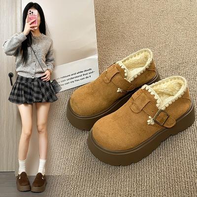 Женские зимние бархатные теплые сапоги на толстой подошве, ленивые хлопковые туфли на одной педали