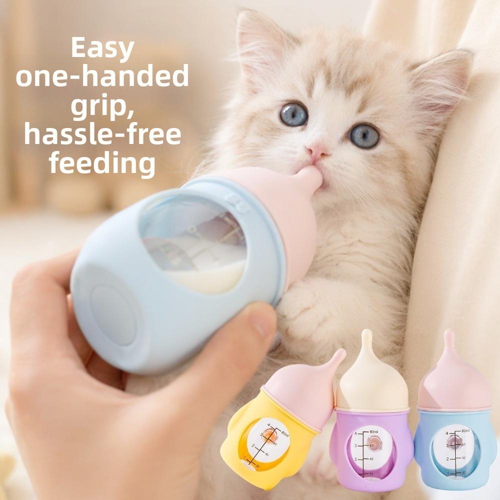 Visible Scale Cat Feeding Bottle Silicone Nipple Pet Feeding Bottle Newborn Kittens