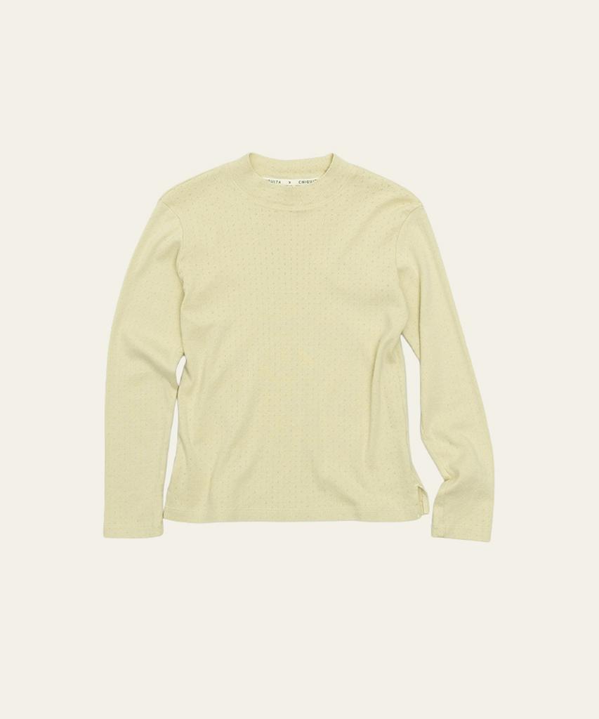 CHIQUITA Eyelet High-Neck T-Shirt Yellow 250907Yl