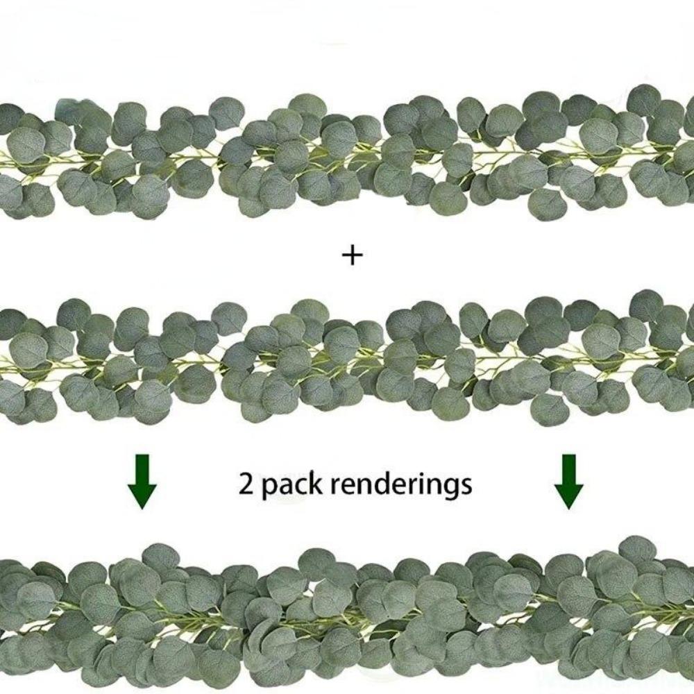 2/1pcArtificial Eucalyptus Garland Fake Ivy Vines Greenery Rattan Plants Wreath Faux Decor for Wall Room Garden Wedding Decor
