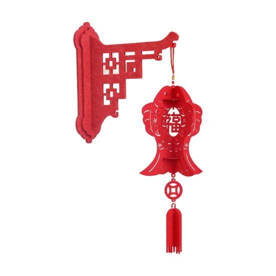Китайский Новый год DIY Фонарь Набор Счастливый Красный Фу Настенный Подвесной Фонарь 3D Головоломка Выдолбленный Фонарь Весеннего Фестиваля для Домашнего Декора