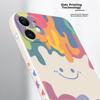 Liquid Silicone Case for IPhone 12, Protective Cover with Painted Creative Design, Shockproof Soft Smiley Face], 6.1 Inch, White