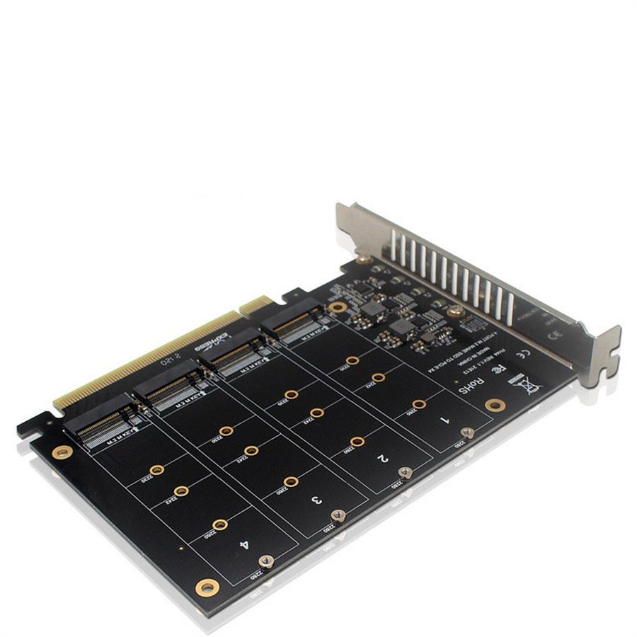 Карта-адаптер с установочным оборудованием PCIe x 16 Адаптер для четырех M.2 NVMe SSD