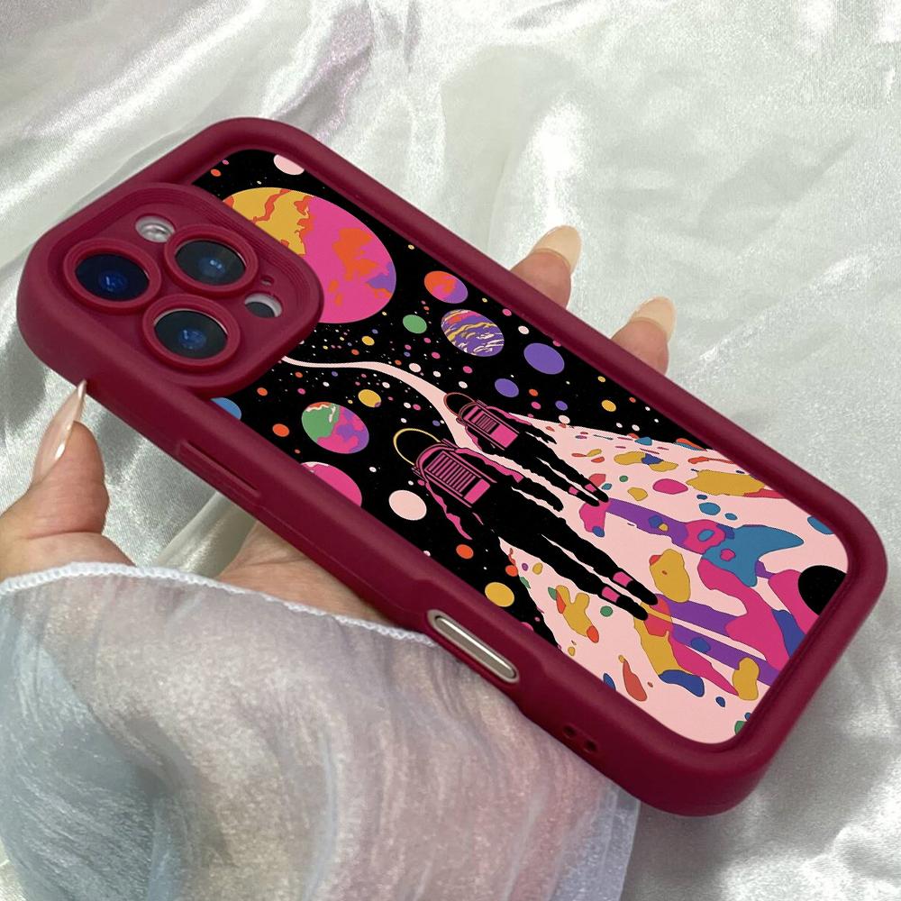JT370 Неоновый Пейзаж для iPhone 17 16 15 14 13 Pro Max Samsung S26 S25 Ultra A17 A07 A56 A16 Xiaomi 15T Redmi 15c Note 14 13 Мягкий Чехол