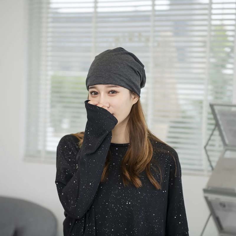 WTEMPO Solid Color Soft Nightcap Women Thin Slouchy Beanie Casual Cotton Maternity Hats Fashion Unisex Slouch Hip-pop Beanie