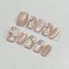 Wearing Armor Handmade Short Nail Piece Hand-painted Summer Spring Flower Light Luxury Cat Eye Removable Nail Piece