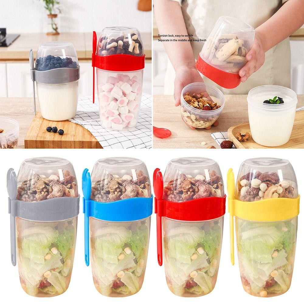 Home Kitchen Storage Portable Double Layer Bottles Light Food Cup Vegetable Salad Cup Jars