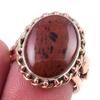 Natural Mahogany Obsidian Gemstone 925 Sterling Silver Two Tone Ring S.7.5 G0C73