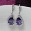POMOiii Очаровательные фиолетовые/синие/белые серьги с цирконием в виде капель воды для вечеринки, изящные женские аксессуары, подарок на годовщину, модные украшения