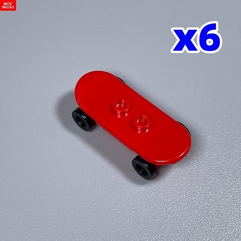 6 шт. Кубики MOC Игрок на скейтборде с колесами Парк Уличная сцена Строительные блоки 88422 42511 Пластиковый материал Детские игрушки Подарки