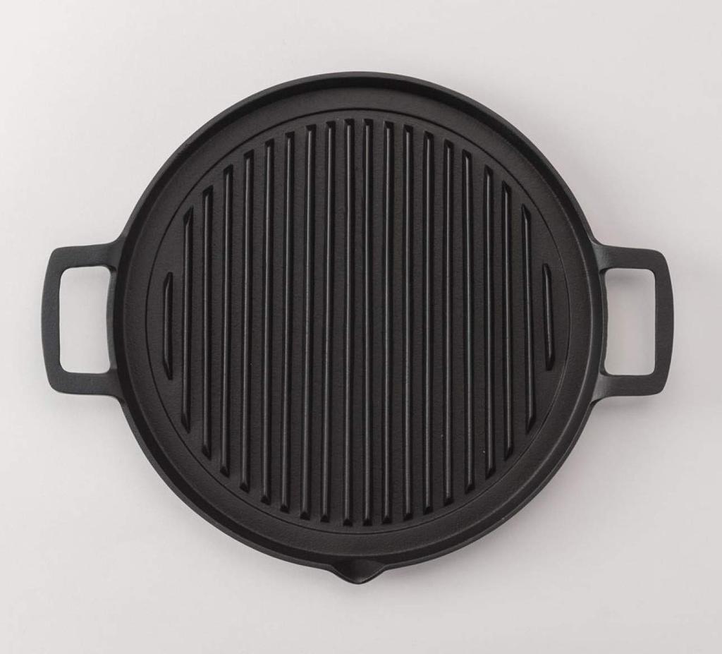 Iwachu Grill Pan Round 25 Black Baked Inner IH Compatible Nambu Ironware 23050 Diameter 24.5cm