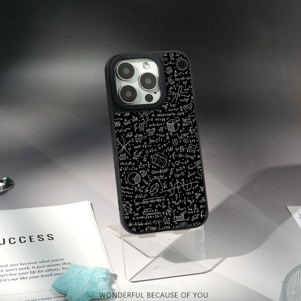 Крутой чехол для телефона с формулой и крутым узором для iPhone 17 16 e 15 14 13 12 Pro Max, защитный чехол из овчины с серебристой окантовкой