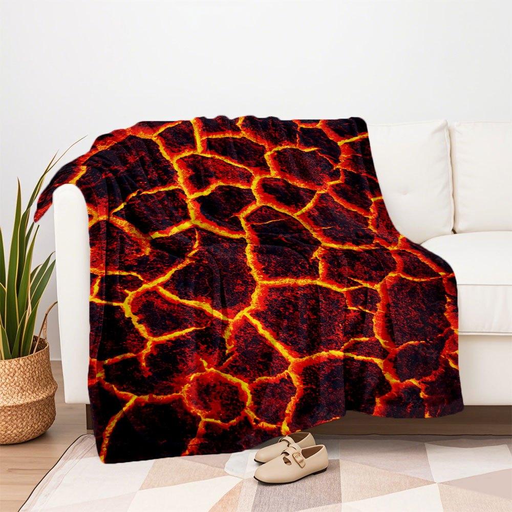 Lava Texture Print Fabric for DIY ProjectsBlanket Flannel Throw Blanket for Sofa, Bed, Travel, Camping, Office, Couch, Chair, And Bed Gift f