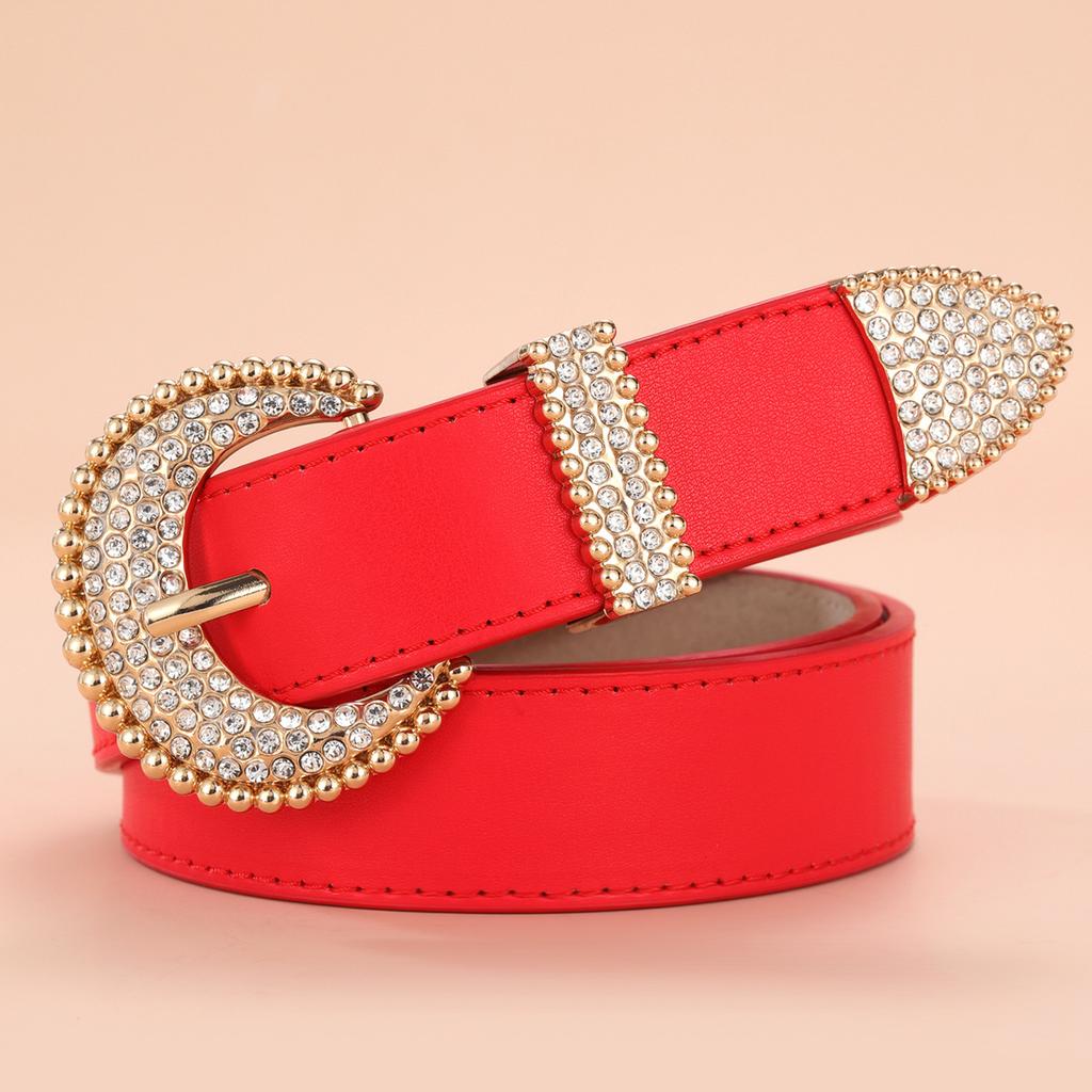 Ladies Belt Dot Diamond Gold Buckle Atmospheric Jeans Decorative Belt