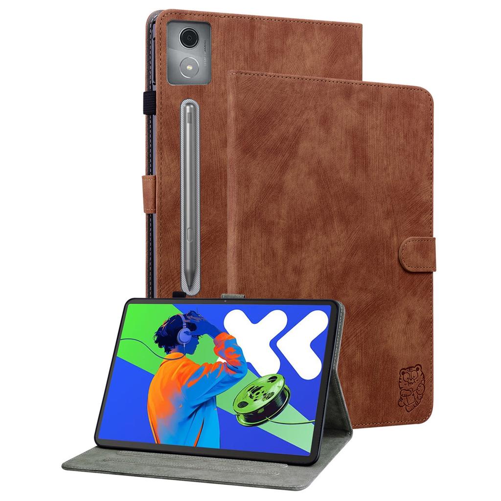 For Lenovo Tab P12 Pro 12.7 2025/Xiaoxin Pad Pro 12.7 (2025) Cases Tiger Imprint Anti-Scratch PU Leather Tablet Cover