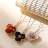 DIEYURO Stainless Steel Resin Flower Necklace for Women Charms Lovely Enamel Colorful Pendants Summer Jewelry Accessories Gifts