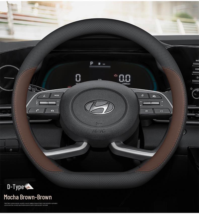 Ультратонкий чехол на руль из натуральной кожи для Hyundai Elantra, Tucson, Sonata, Santa Fe и Mistra.