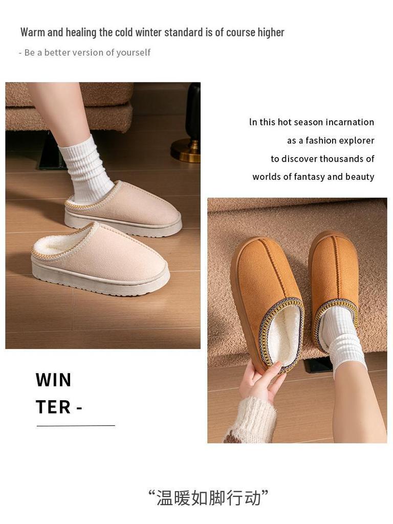 Женские хлопковые тапочки на толстой подошве с флисовой подкладкой, для дома/улицы, нескользящие, износостойкие, с закрытым носком.