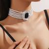 Charm Rhinestone Necklace Imitation Pearl Women Choker Fashion Pearl Multilayer Necklace Girls
