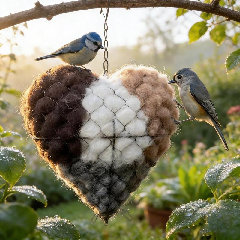 Bird Nesting House Bird Nesting Heart Holder Metal Birdhouse with Hook Hummingbird Nest Material Station for Wild Birds Outdoor