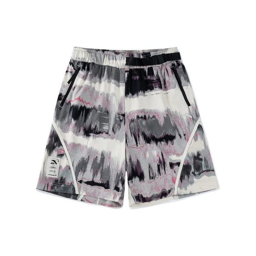 Anta Training Series All Over Logo Mid Waist Straight Leg Five Point Shorts Women Shorts Mud-Gray 162237318-1