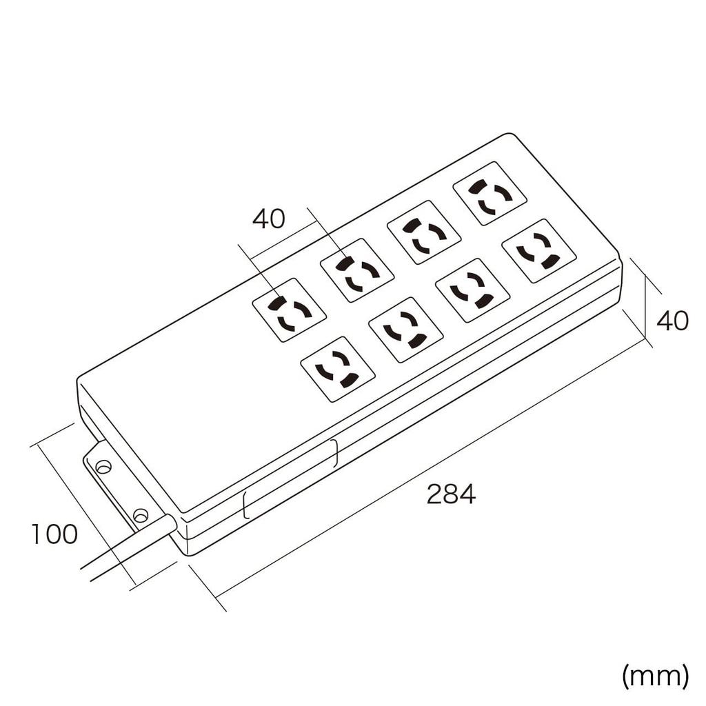 Sanwa Supply TAP-RE2MN PC-Linked Tap, 8 Outlets, with 3P-2P Conversion Adapter