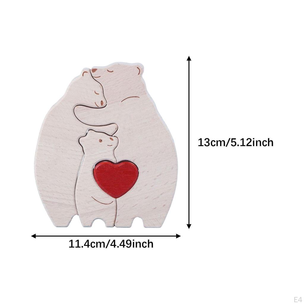 Bear Family Wooden Art Puzzle Bears Ornament Educational Toy,Family Keepsake,Wooden