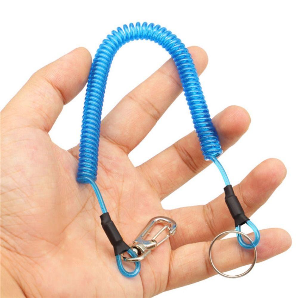 Keyring Key Chain Stretch Fishing Tools Spiral Coiled Lanyard Safety Rope Spring Elastic Rope