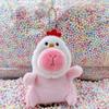 Pink Plush Capybara Doll Toy Stuffed Animals Keychain Pendant Car Ornament Bag Decoration Cartoon Capybara Doll Birthday Gift