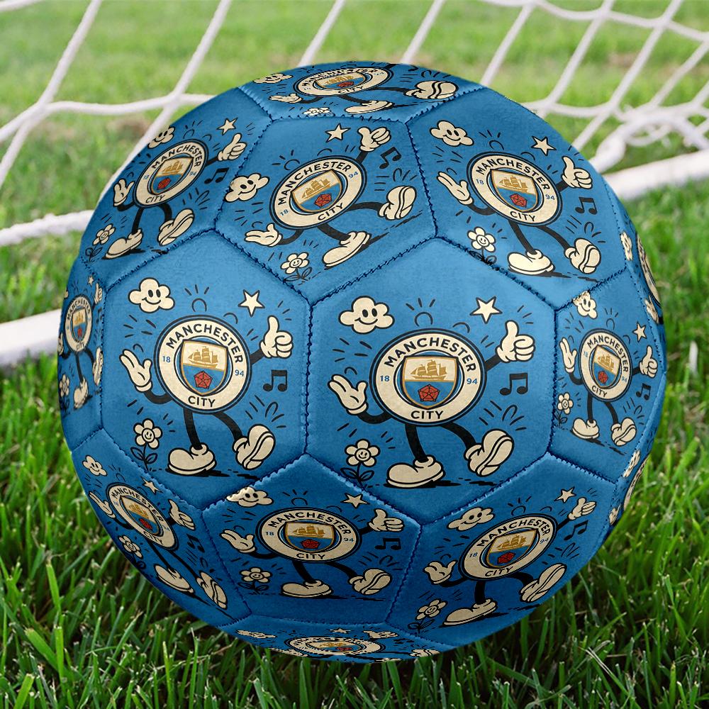 1pc Manchester City Crest Snowscape Size 5 Soccer Ball PVC Football Sports Matches Training Outdoor Games Beach Elastic Balls 070120