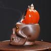 Skull Pumpkin LED Light Backflow Censer Ceramic Craft Creative Halloween Gift with Mesmerizing Skull Table Decoration