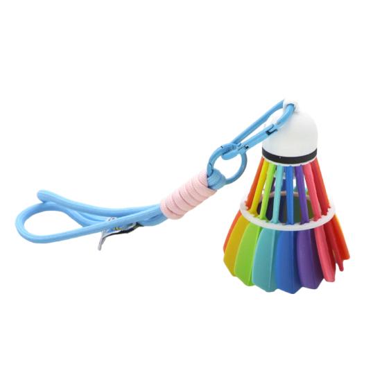 3D Printed Rainbow Badminton Ornament Hand-Assembled Badminton Keychain Backpack Hanging Decoration Bag Purse Charm Badminton Enthusiasts Gift