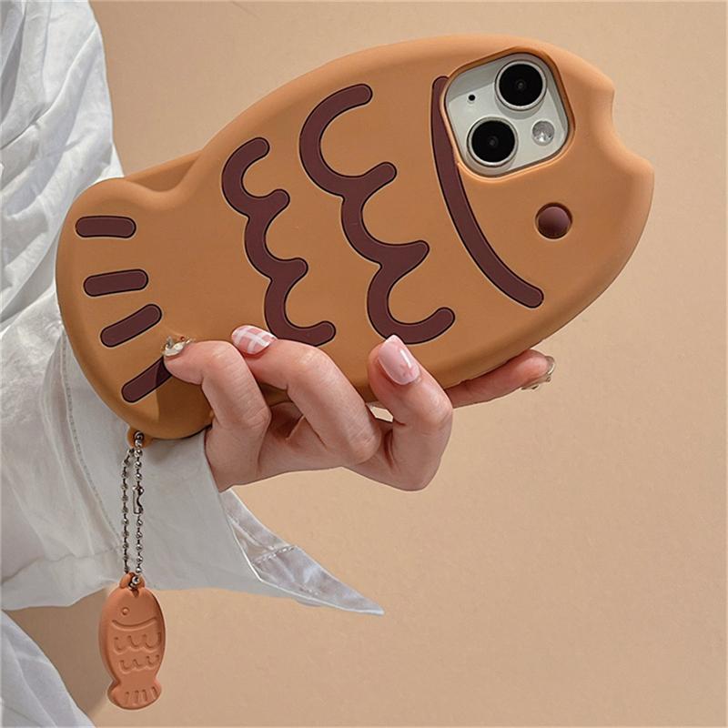 Японский милый 3d Snapper Yaki силиконовый чехол для телефона для Iphone 14 13 12 11 Pro Max с милой подвеской в ​​виде рыбки, защитный мягкий чехол, принципиально