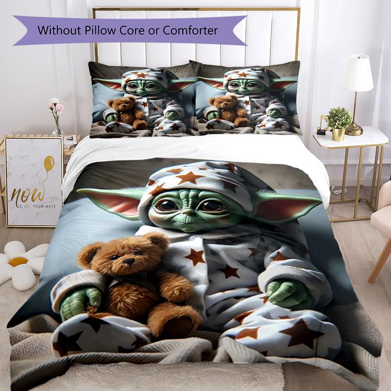 3pcs Yoda Bedding Set Duvet Cover Closure Includes 1 Duvet Cover & 2 Pillowcases, Soft and Comfortable for All Seasons.