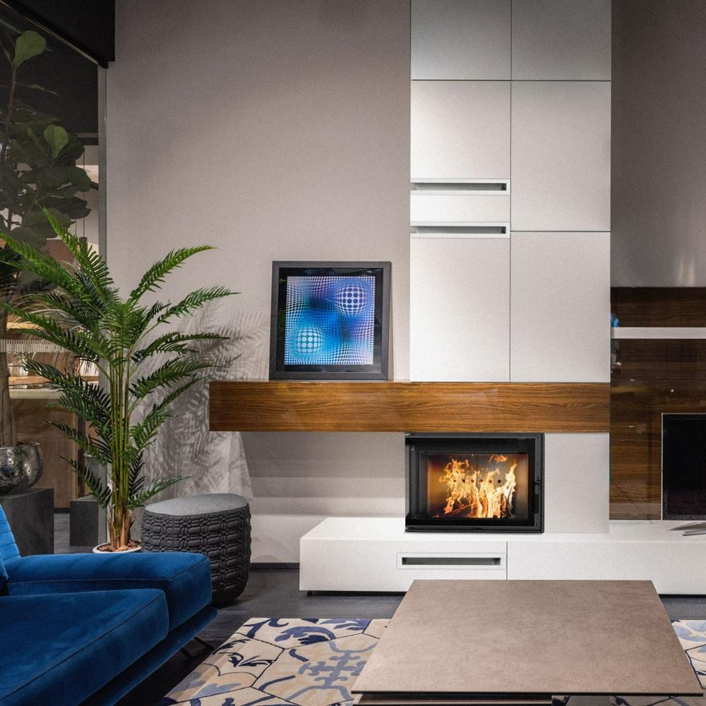 Smart steel fireplace KRATKI MBN left 8 kW Ø 200 MSK GLASS